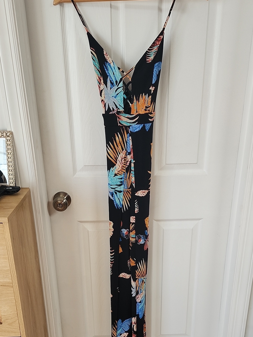 Timing Black Floral Tropical Maxi Jumper with Blue & Orange Accents